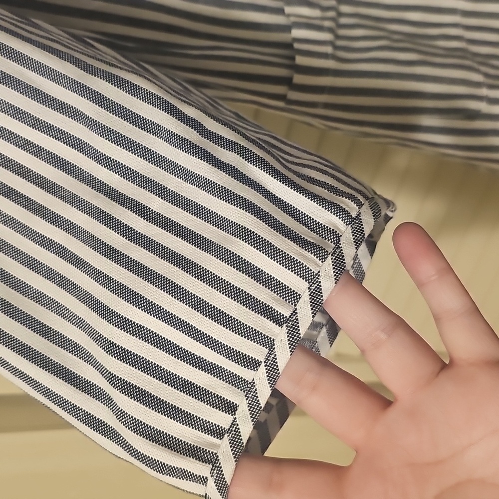 CJ Banks 2X Striped Black and White Open 3/4 Sleeve Cotton Jacket - Picture 6 of 6